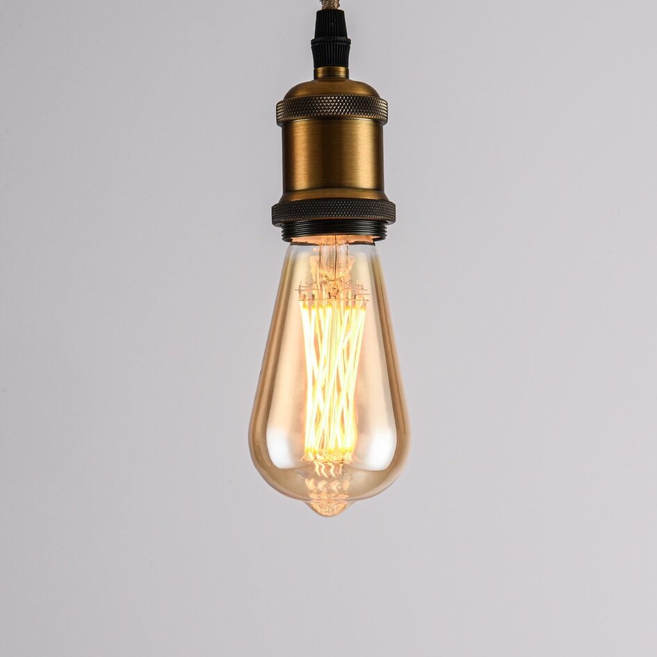 Ampoule filament LED dimmable, filament croisé 4,5 watts, verre ambré, 64 mm