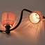 Abat-jour aspect rotin pour guirlande guinguette, rose