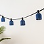 Abat-jour aspect rotin pour guirlande guinguette, bleu foncé
