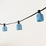Abat-jour aspect rotin pour guirlande guinguette, bleu clair
