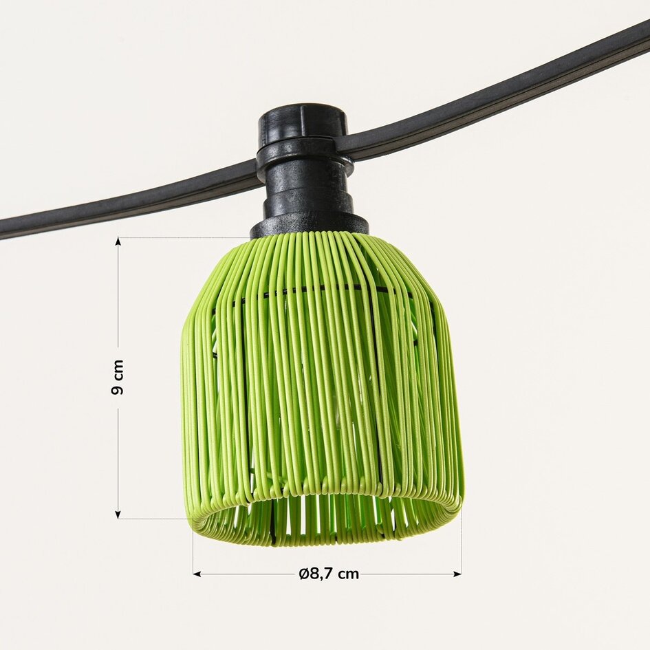 Abat-jour aspect rotin pour guirlande guinguette, vert