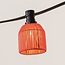 Abat-jour aspect rotin pour guirlande guinguette, rouge