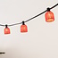 Abat-jour pour guirlande guinguette aspect rotin - rouge