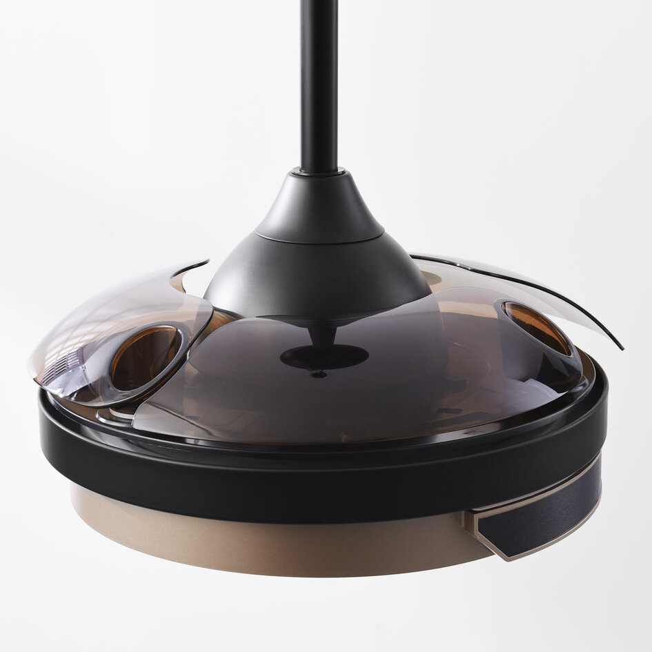Ventilateur de plafond noir et marron LED incl. et télécommande - Vento