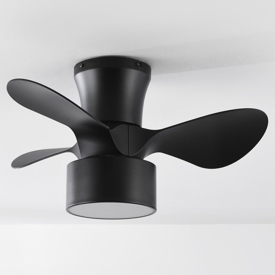 Ventilateur de plafond compact noir avec LED et télécommande - Vejas
