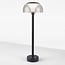 Lampe d'extérieur sur pied Joaz noire à demi-globe transparent, LED intégrée