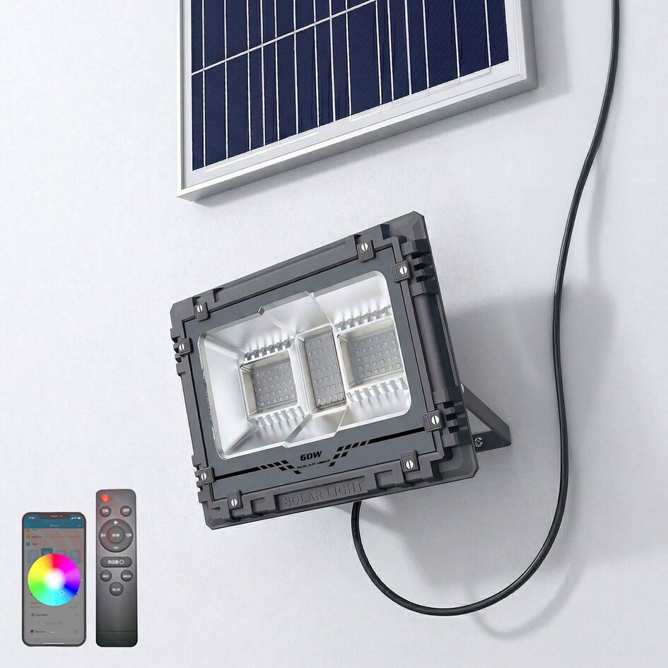 Applique murale solaire d'extérieur intelligente à intensité variable 60 W avec musique et RVB - Jop