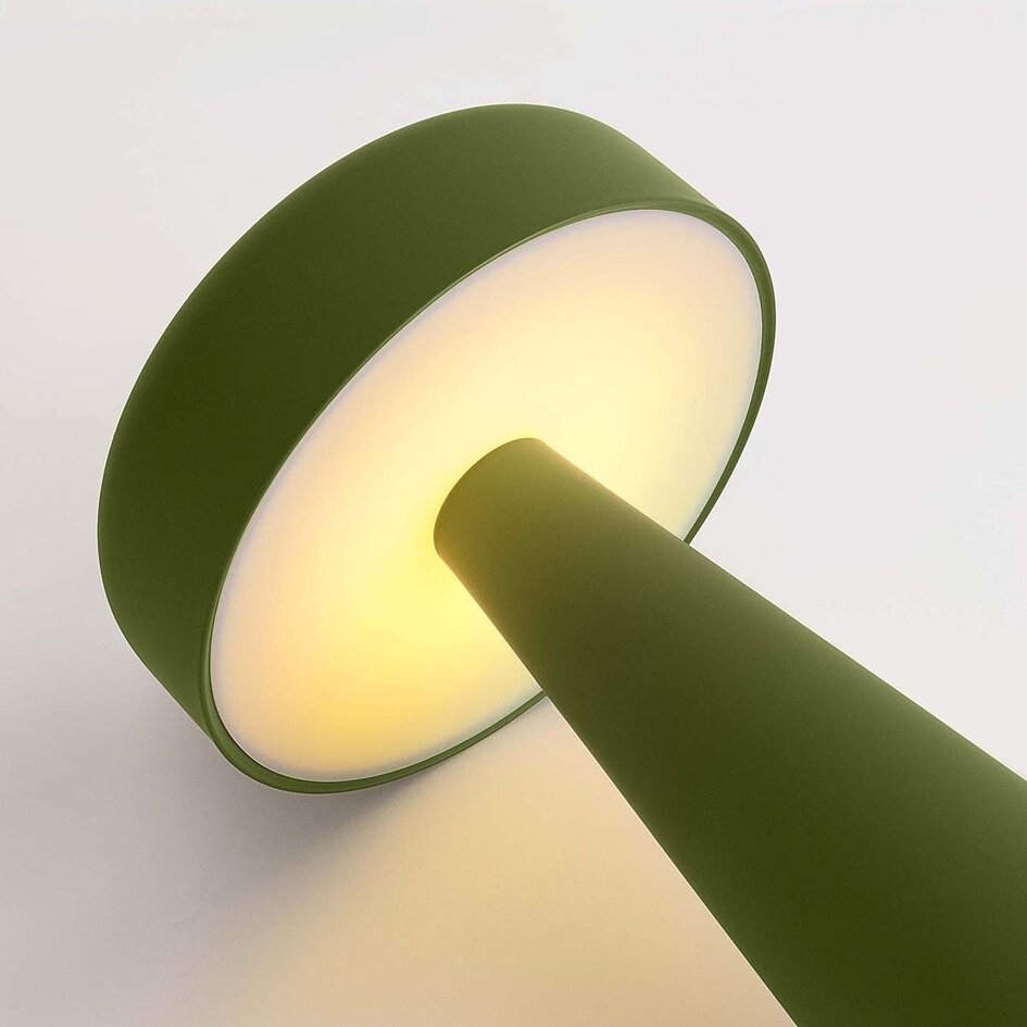 Lampe champignon rechargeable Soma verte avec variateur tactile et lumière réglable