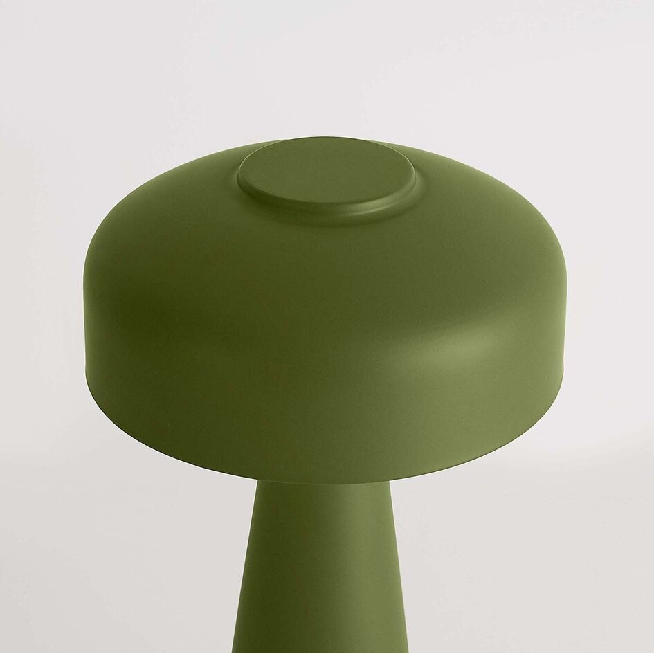 Lampe champignon rechargeable Soma verte avec variateur tactile et lumière réglable