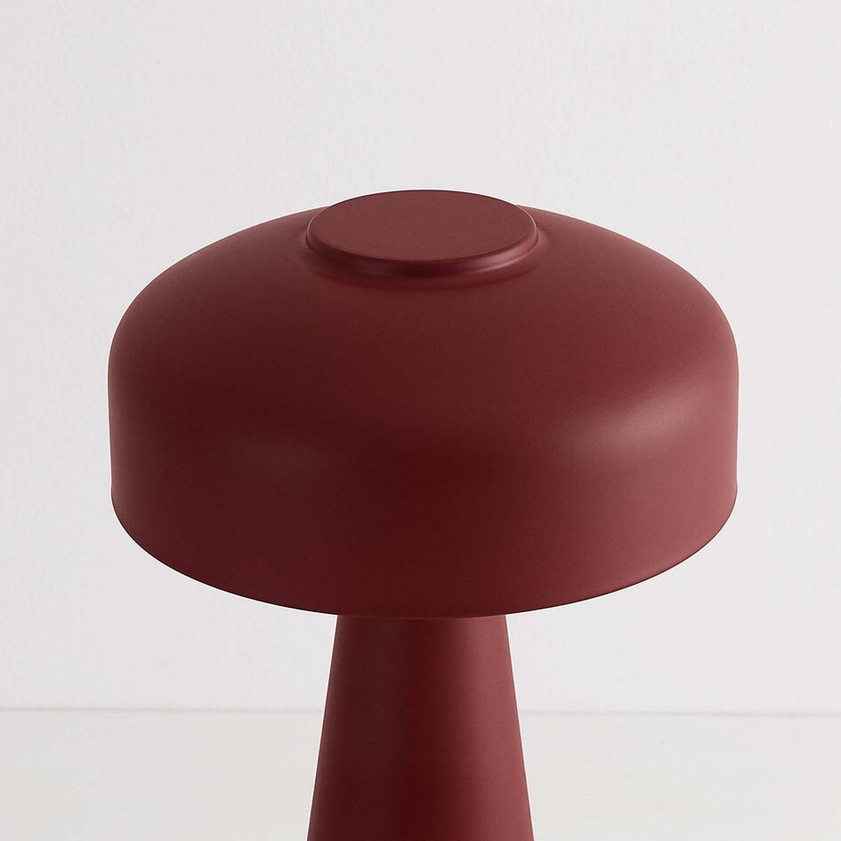 Lampe champignon rechargeable Soma en rouge avec variateur tactile et couleur de lumière réglable