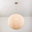 Suspension Amare beige avec abat-jour rond en lin Ø60 cm