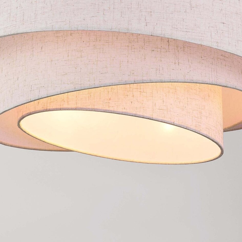 Design suspension Nerai beige avec trois abat-jours en lin superposés