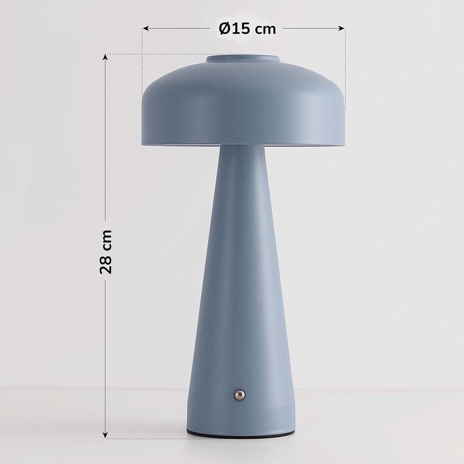 Lampe champignon rechargeable Soma bleu clair avec variateur tactile et température de couleur réglable