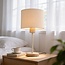 Lampe à poser Aurea avec abat-jour en lin et effet travertin - beige