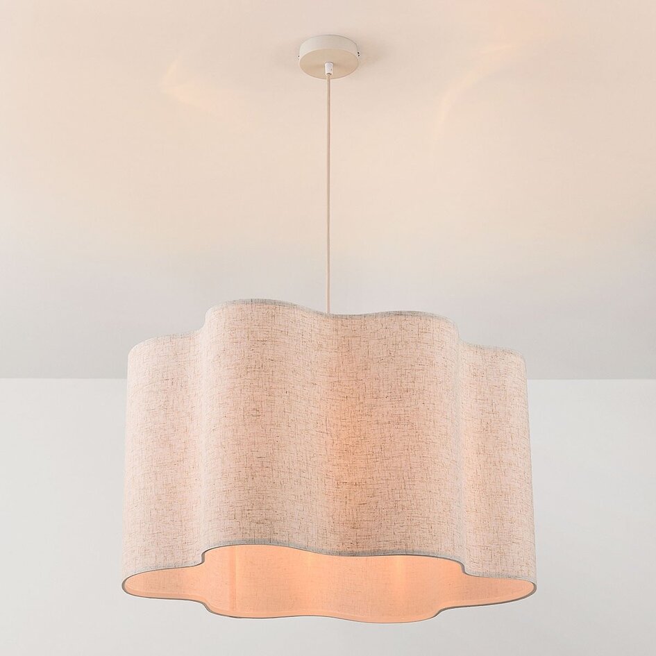 Suspension Hiras Ø40 cm - beige et abat-jour en lin