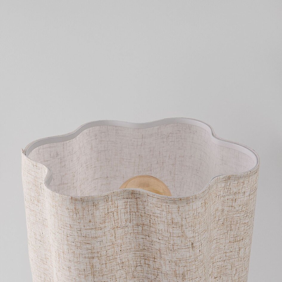 Lampe à poser Hiron beige avec abat-jour en lin