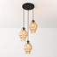 Suspension design à 3 lumières avec verre ambré - Orina