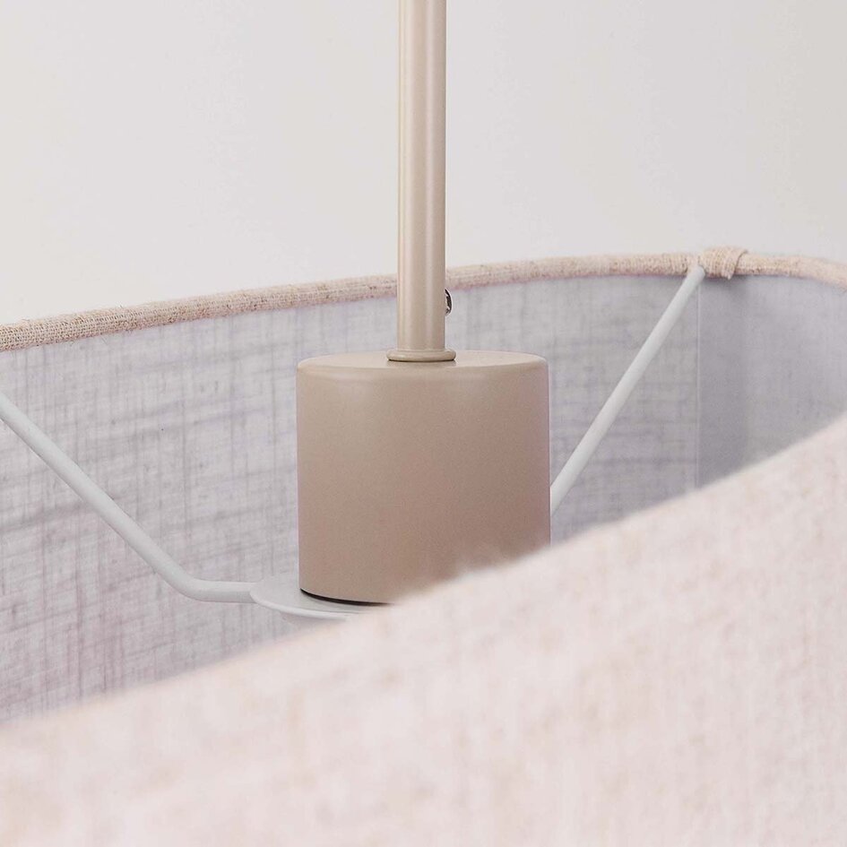 Suspension minimaliste Lureva beige avec abat-jour en lin, 2 lumières