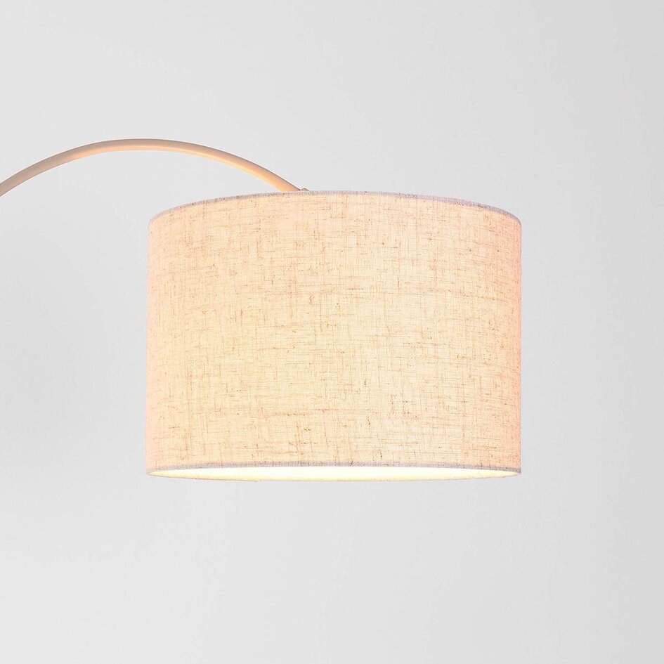 Lampadaire arc moderne Lerava beige avec abat-jour en lin