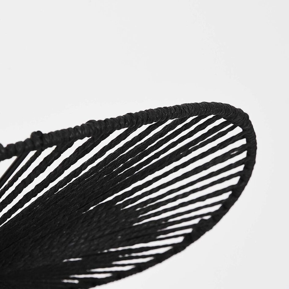 Lampe à arc Sarah noire avec abat-jour en corde de papier