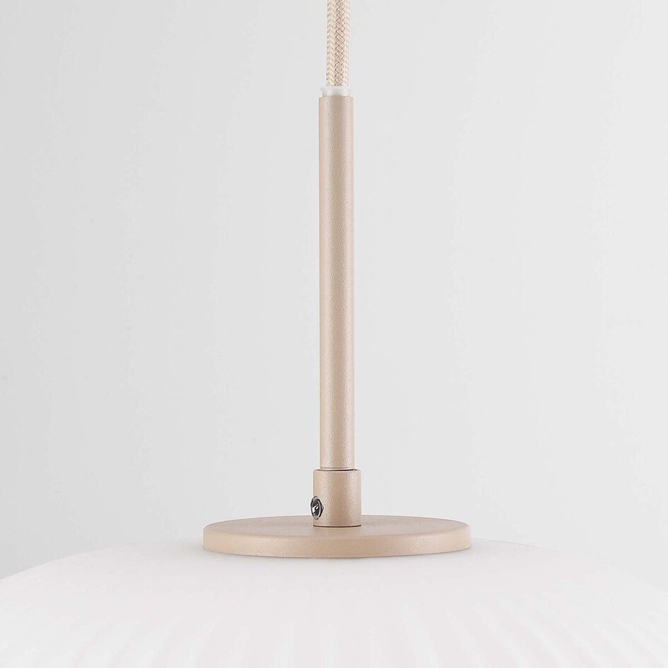Suspension Isolde - beige et verre laiteux strié