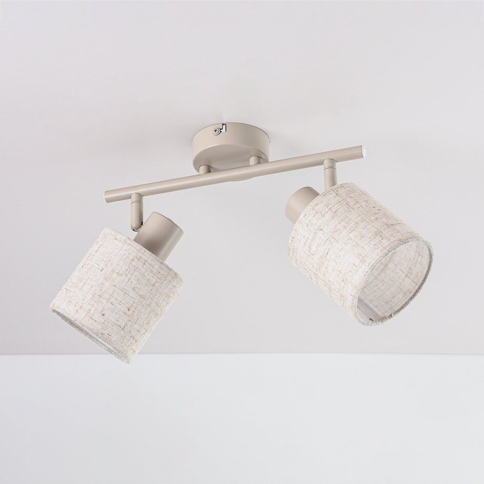 Plafonnier Avan beige avec 2 abat-jours en lin réglables
