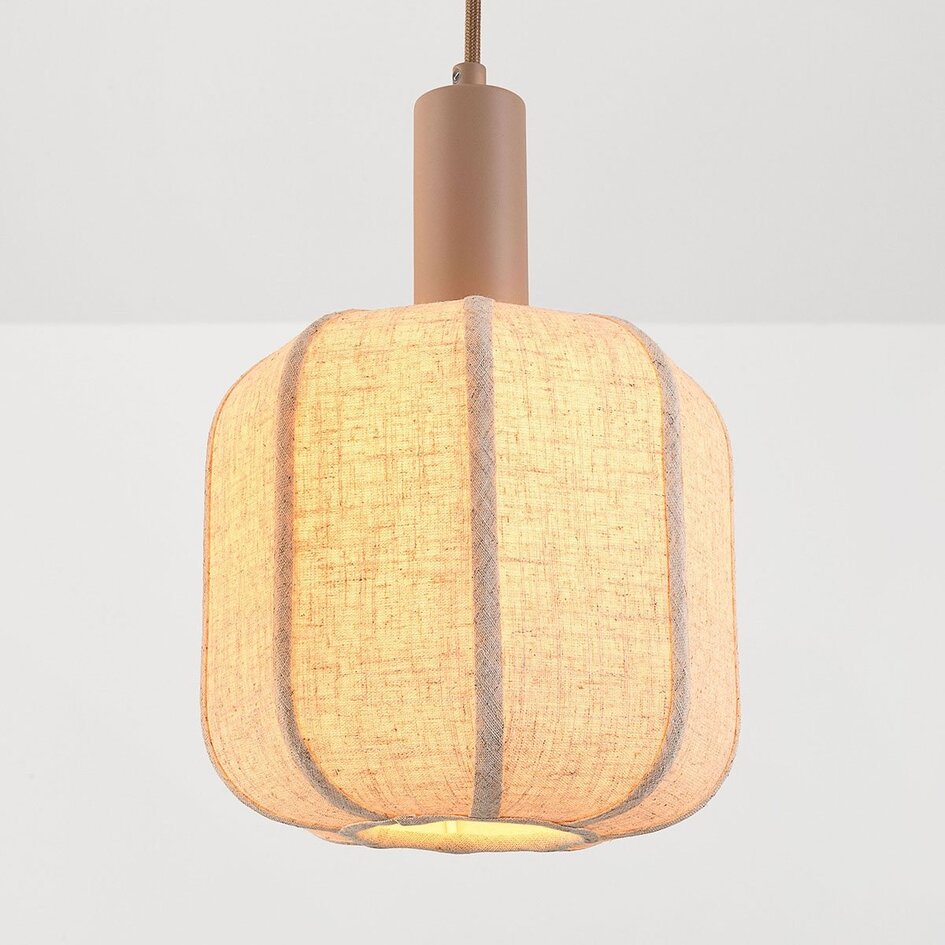 Suspension Syvra 3 lumières en lin taupe