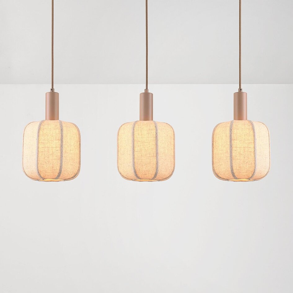 Suspension Syvra 3 lumières en lin taupe