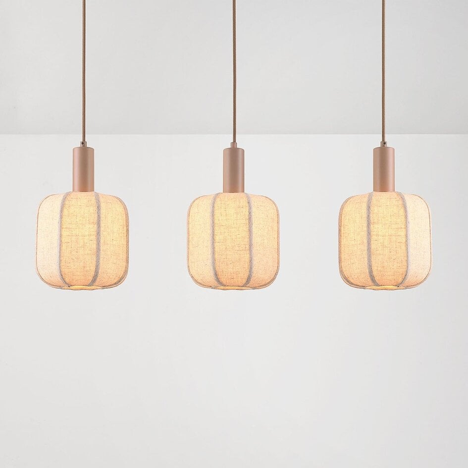 Suspension Syvra 3 lumières en tissu - taupe