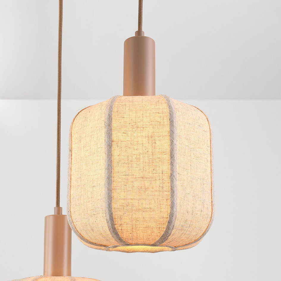 Suspension Fynra 3 lumières en tissu - taupe