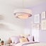 Suspension Nerai à 3 lumières - beige et abat-jour en lin superposés