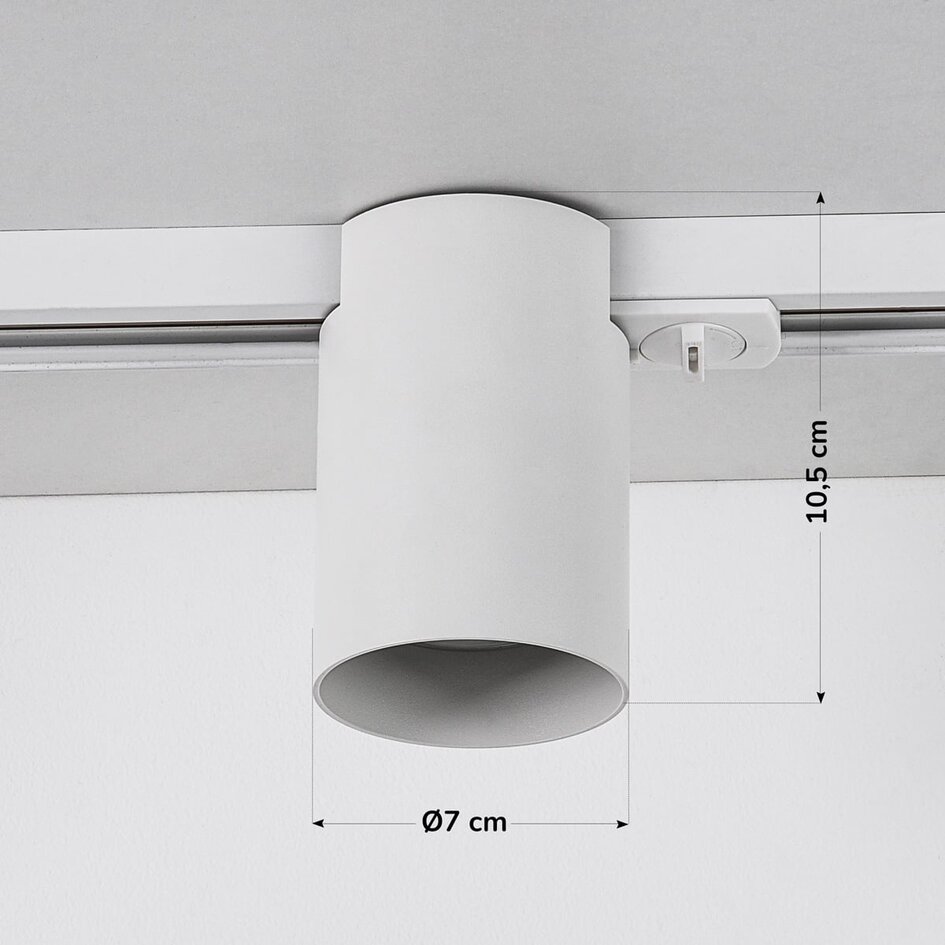 Système sur rail monophasé de 1,5 mètre avec spots Zylox en blanc