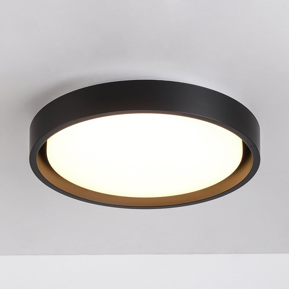 Plafonnier LED Ricardo, variateur à 3 niveaux Ø31 cm - noir