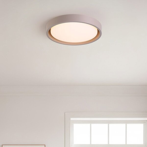 Plafonnier Ricardo en taupe à LED intégrée Ø31 cm, variateur à 3 niveaux