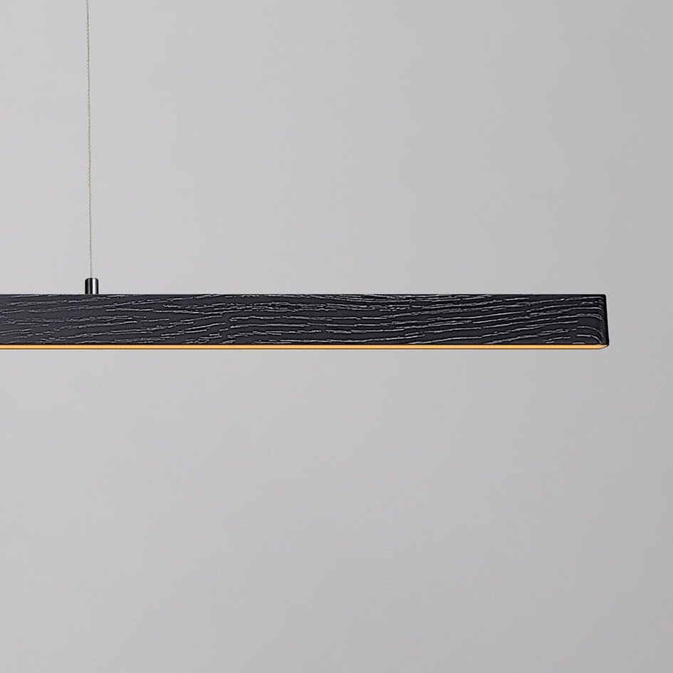 Suspension minimaliste réglable Andre, noir avec motif bois - LED dimmables en 3 étapes