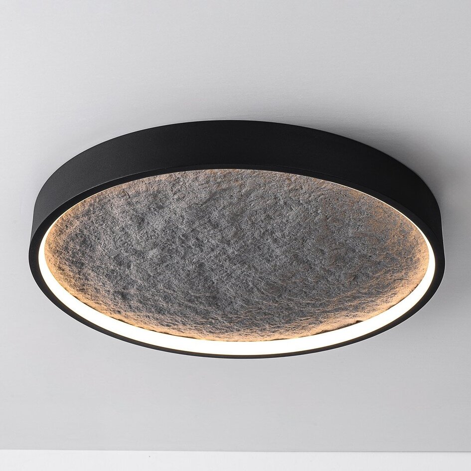 Plafonnier 3 lumières Cercul dimmable - effet pierre noir et gris Ø40, 18W