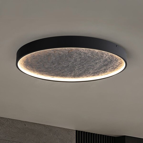 Plafonnier Cercul avec LED dimmable à 3 niveaux et effet pierre gris, Ø60 cm, 29W