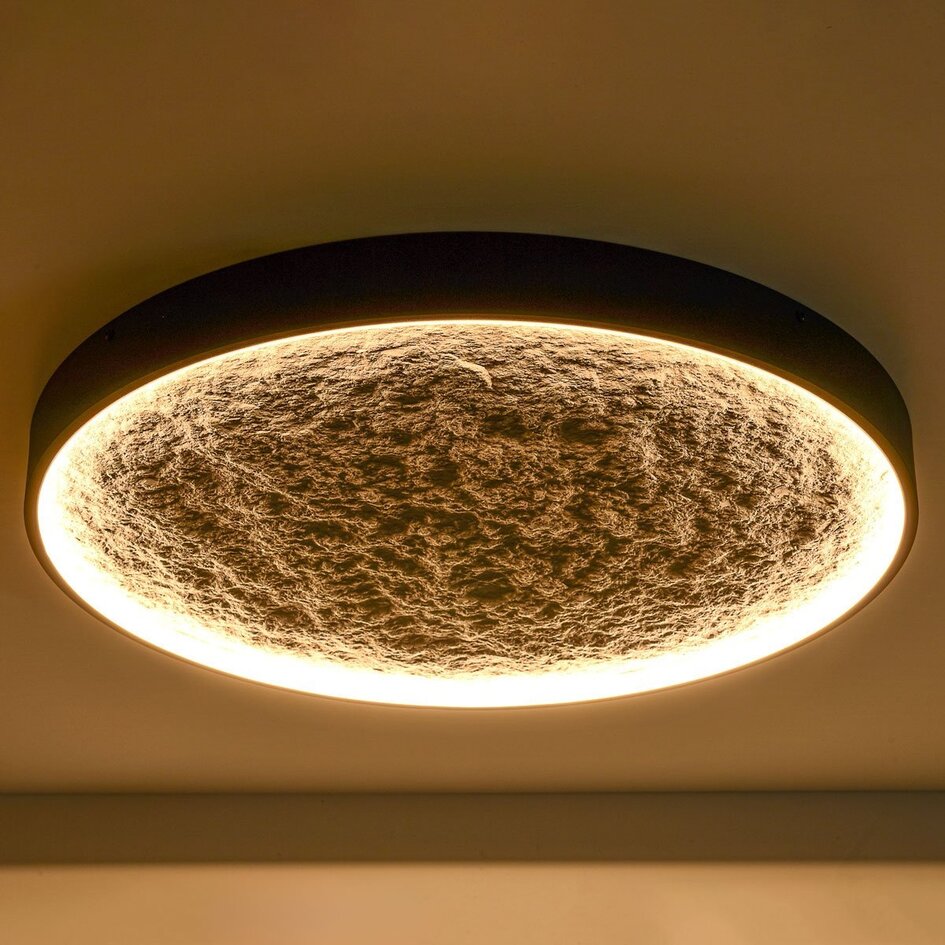 Plafonnier Cercul avec LED dimmable à 3 niveaux et effet pierre gris, Ø60 cm, 29W