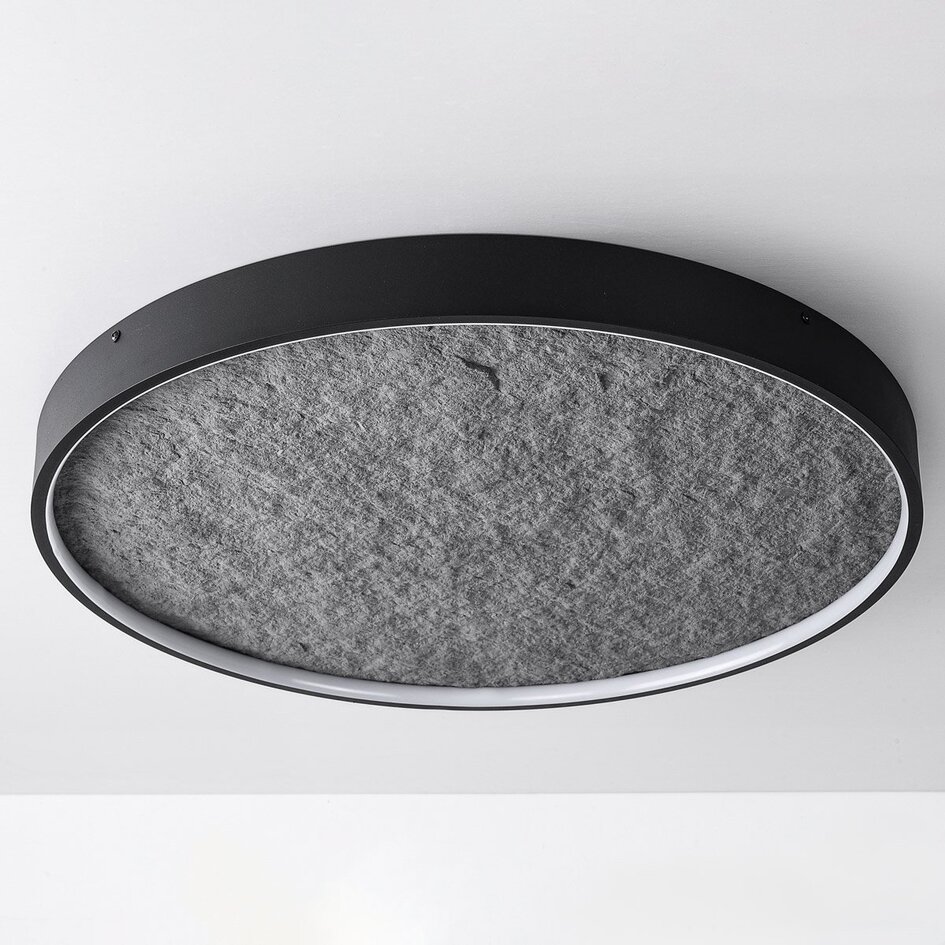 Plafonnier Cercul avec LED dimmable à 3 niveaux et effet pierre gris, Ø60 cm, 29W