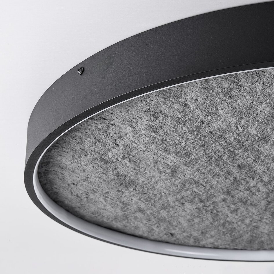 Plafonnier Cercul noir avec LED à 3 niveaux de gradation et effet pierre grise, Ø40 cm, 29W