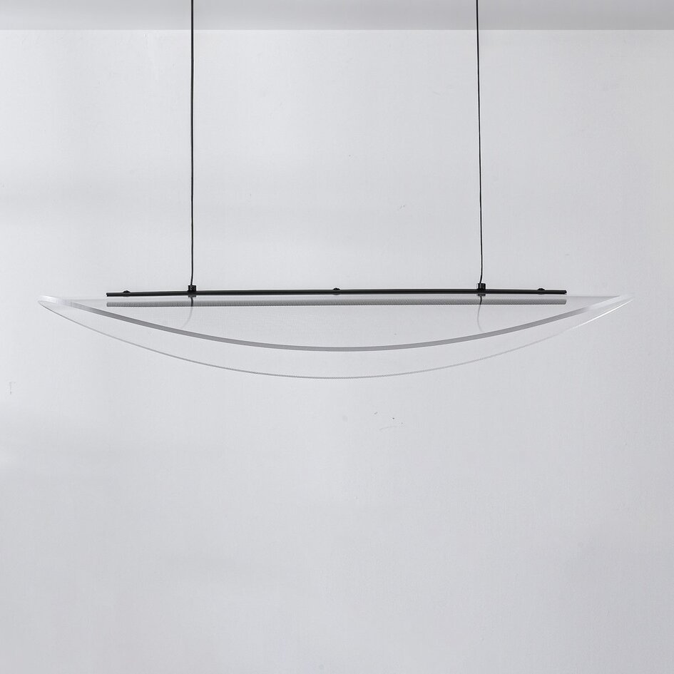 Lampe suspendue design Flectra avec LED à 3 niveaux de gradation et motif quadrillé - noir