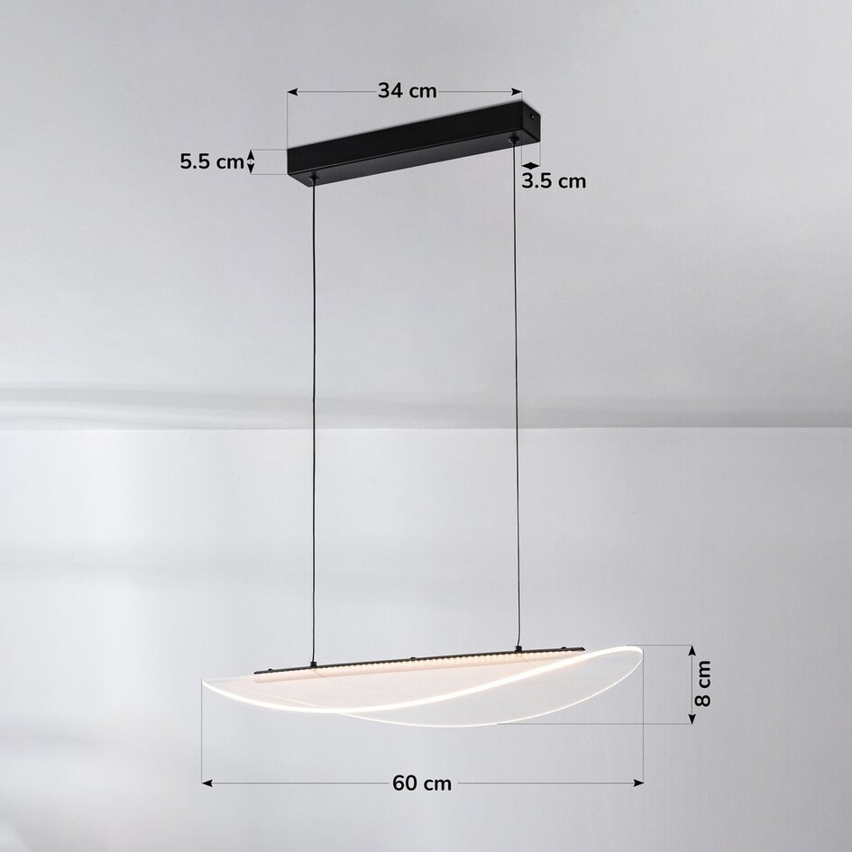 Lampe suspendue design Flectra avec LED à 3 niveaux de gradation et motif quadrillé - noir
