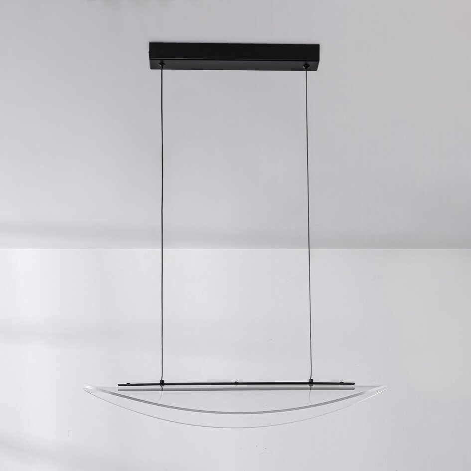 Lampe suspendue design Flectra avec LED à 3 niveaux de gradation et motif quadrillé - noir