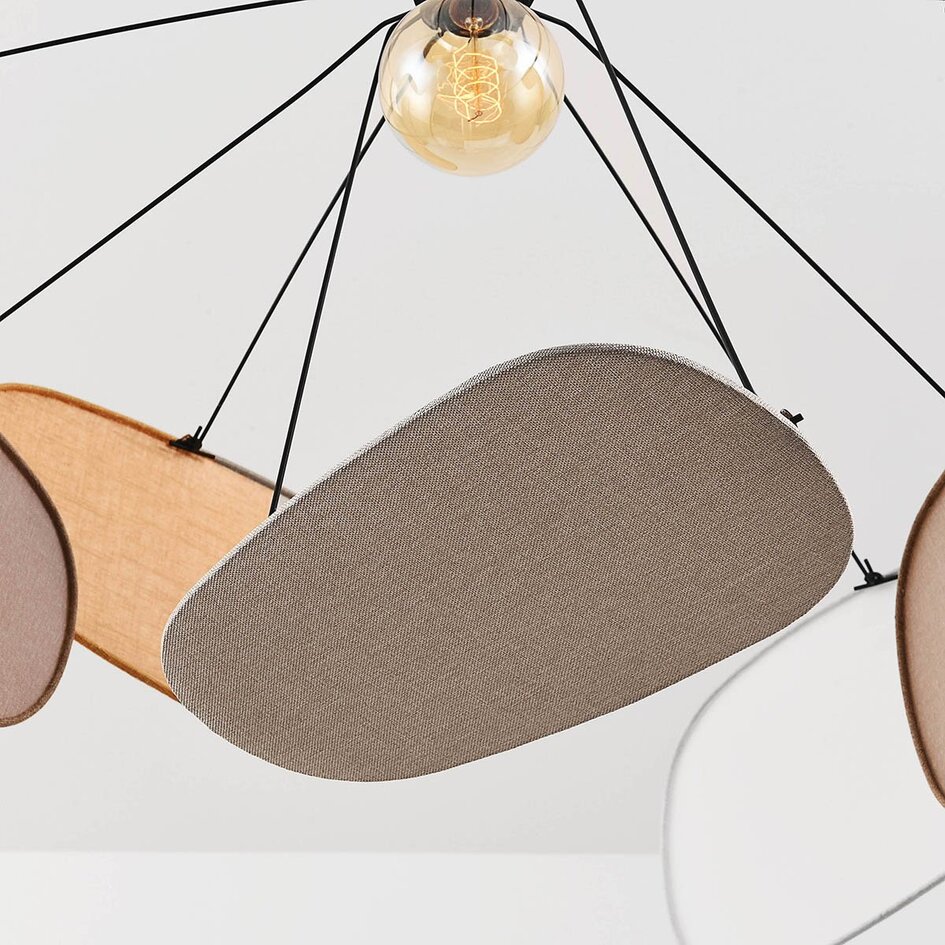 Suspension Zandor en tissu taupe, ocre, blanc et gris clair