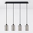 Suspension 4 lumières Worth - noir mat et verre fumé