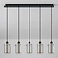Suspension 5 lumières Texas - noir mat et verre fumé