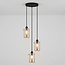Suspension moderne noire mate avec verre gris fumé 3 lumières - Akron
