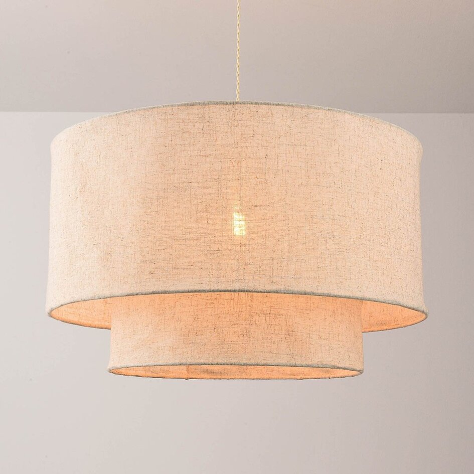 Suspension Cavallo 2 couches avec abat-jour en lin - beige