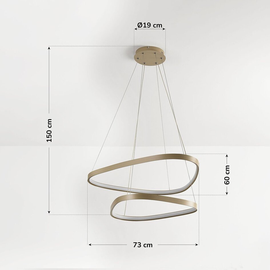 Design suspension Nivara avec LED intégrée, dimmable à 3 étapes - beige sable