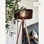Lampadaire trépied Oakly avec abat-jour en bois - aspect noyer